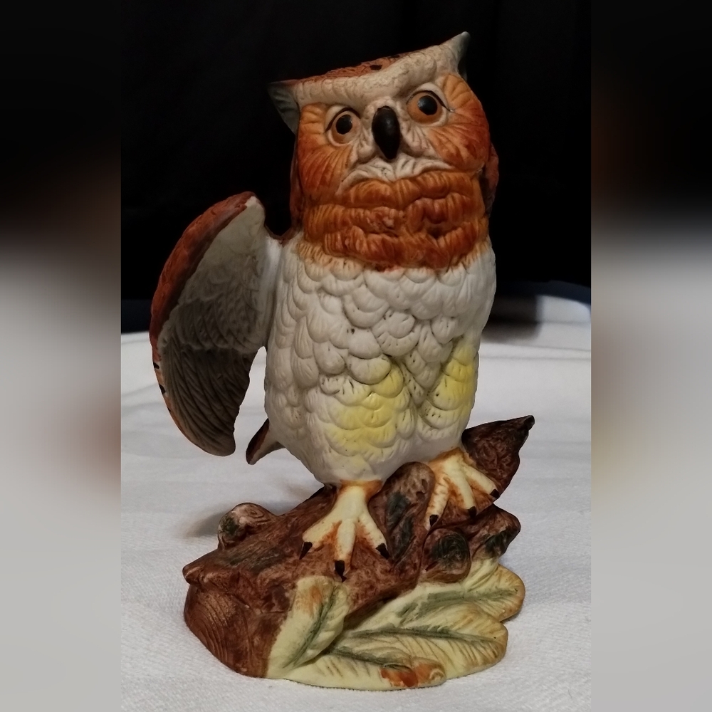 Elegant Brown and Cream Owl Decor Accent